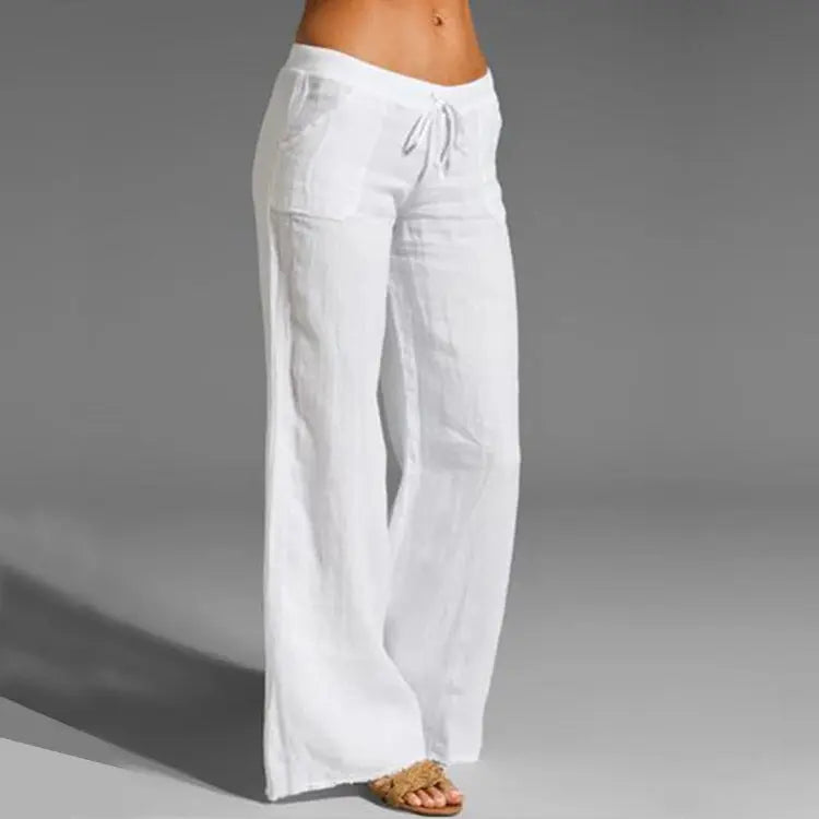 Breezy Cotton-Linen Pants with Stretchy Waistband for Summer Comfort