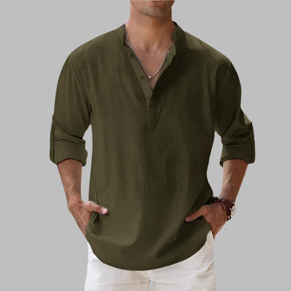 Lightweight Summer Shirt with Adjustable Sleeves and Hip-Length Fit