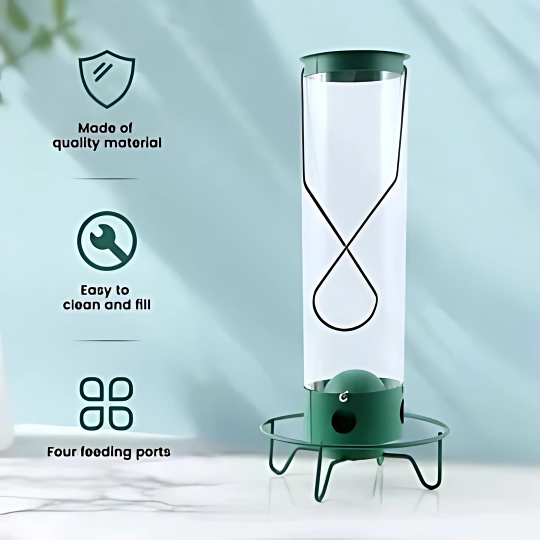 Squirrel-Defying Bird Feeder with Durable Metal Frame - Green