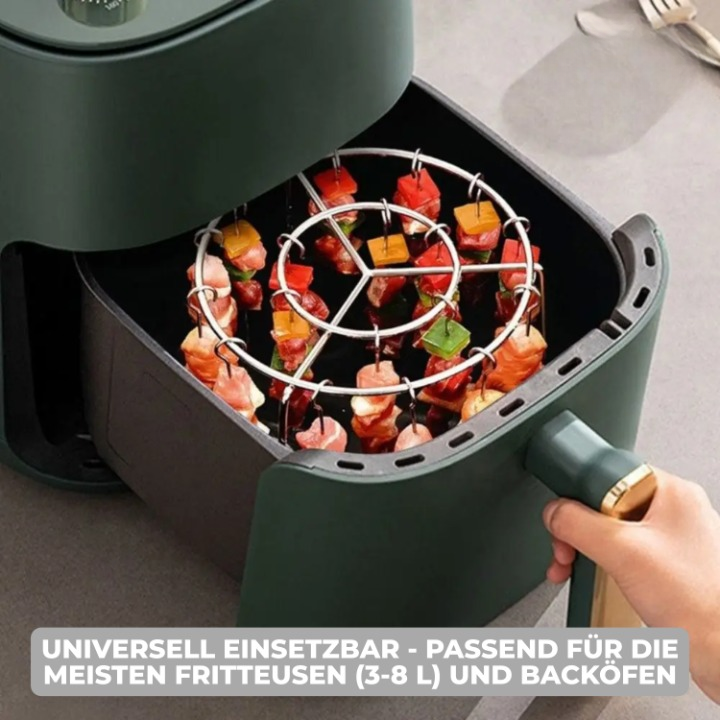 Air Fryer Skewer Rack Rotating 24 Skewers Stainless Steel