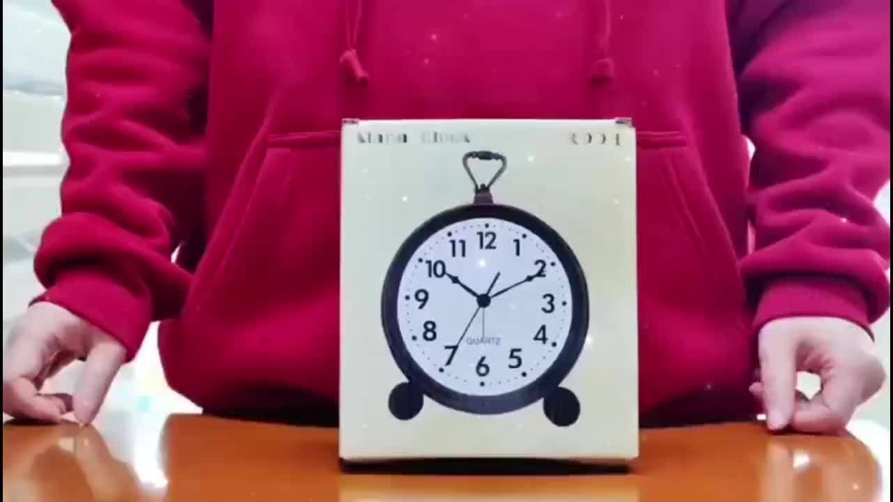 Alarm Clock Silent Quartz Metal Case & Copper Accents