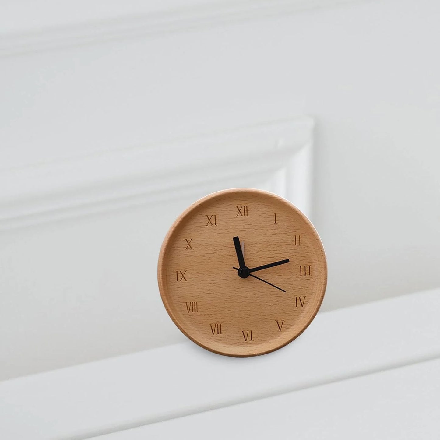 Analog Alarm Clock Silent Tick-Free Movement Solid Beechwood