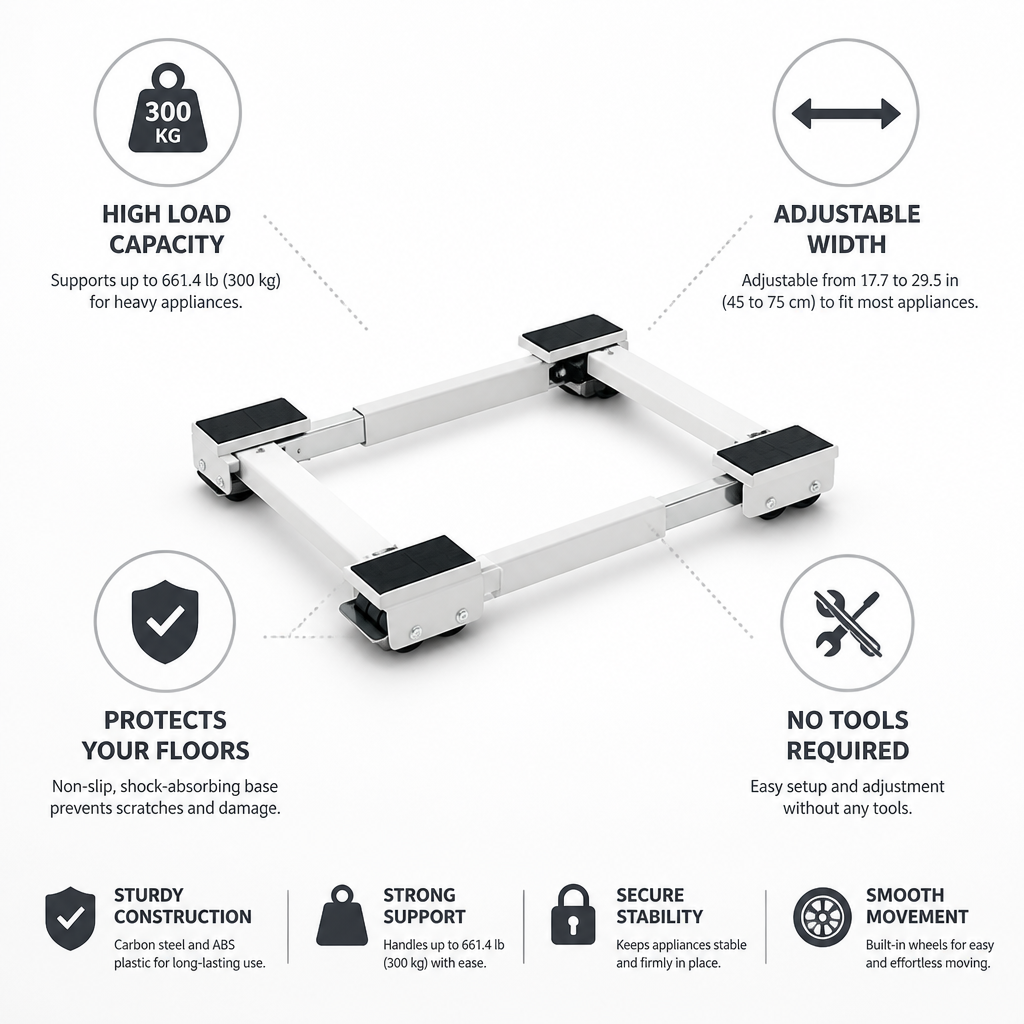 Appliance Mover 300 Kg Adjustable Width Shock-Absorbing Base