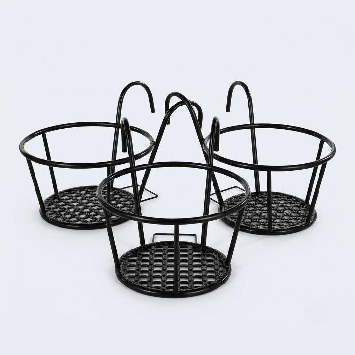 Balcony Plant Pot Holder No-Drill Drainage Set of 3