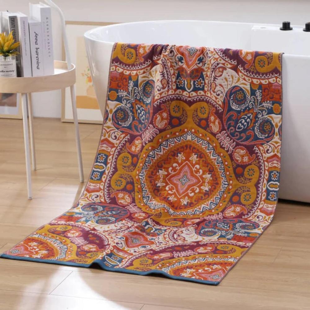 Bath Towel 100% Cotton Quick-Drying Vintage Boho