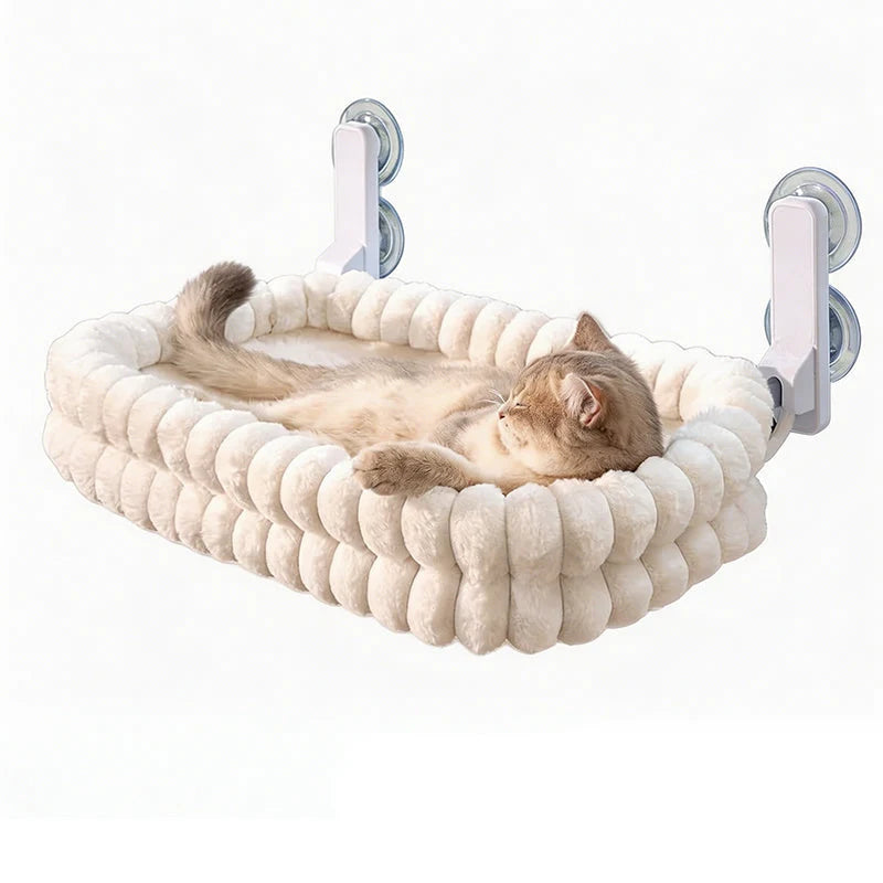 Cat Window Perch Foldable Suction Mount Removable Plush Cover