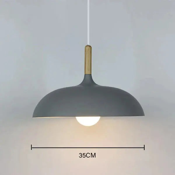 Ceiling Light Solid Oak Metal Accents 35cm Diameter