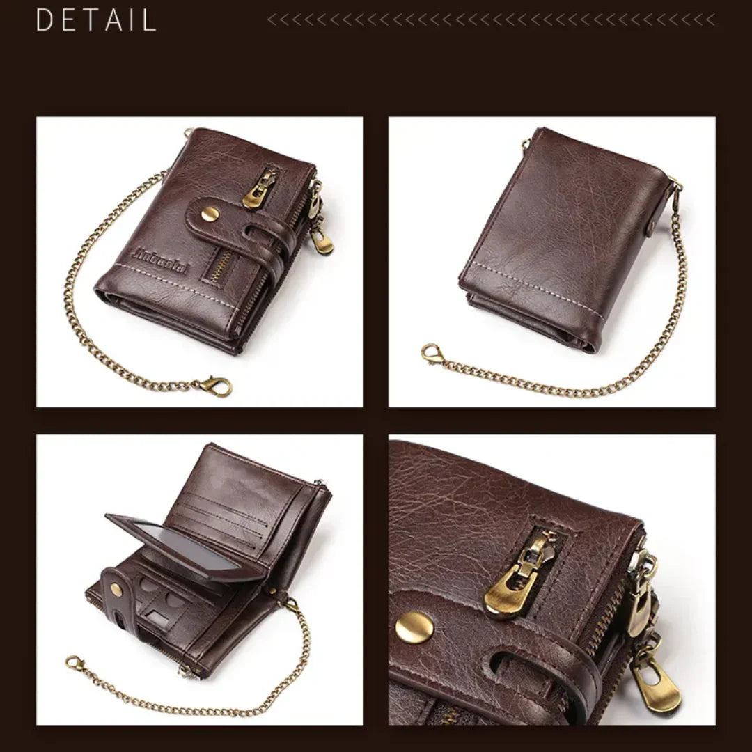 Chain Wallet Vintage PU Leather 13 Card Slots & Photo Window