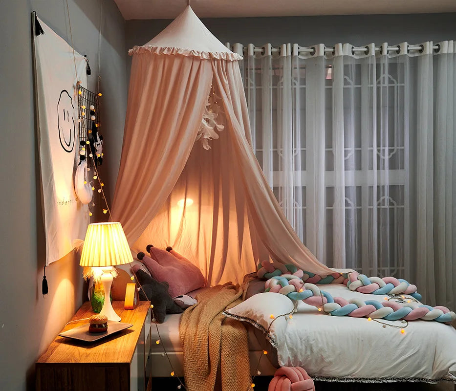 Children's Bed Canopy Hanging Dome Polyester-Cotton Mosquito Protection
