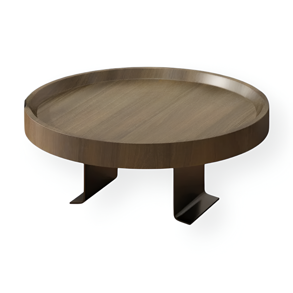Clip-On Sofa Table Round Wood Top Tool-Free Assembly