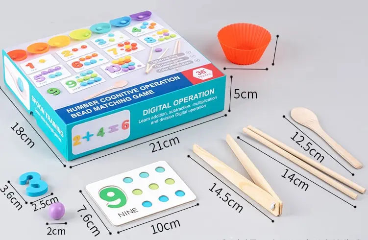 Counting Beads Set Montessori Wooden Beads & Tools