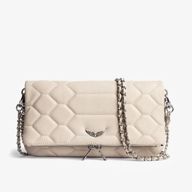 Crossbody Bag Faux Leather Removable Gold Chain & Zipper