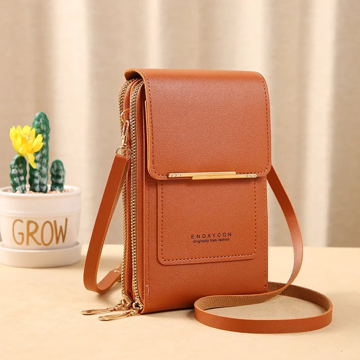 Crossbody Bag Faux Leather Theft-Proof Touchscreen Pocket