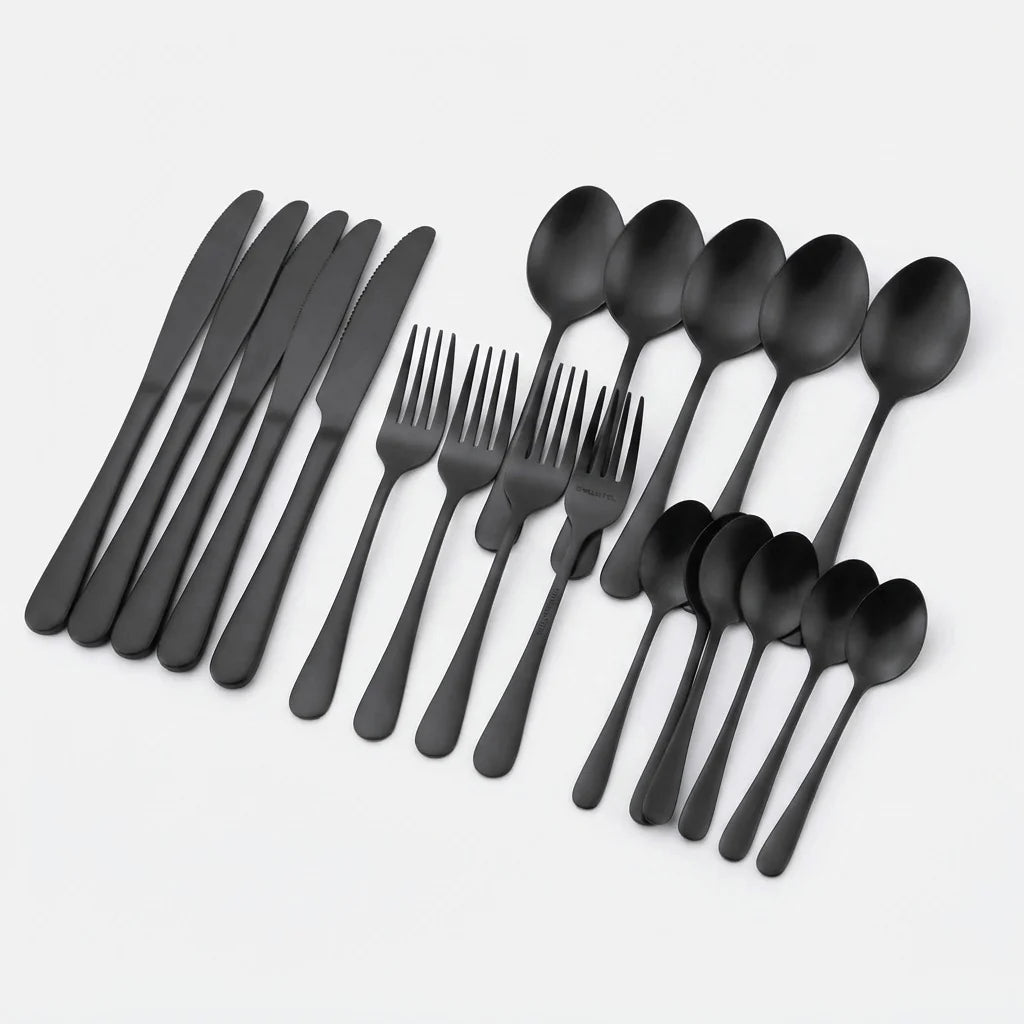 Cutlery Set Matte Black 24 Piece Dishwasher Safe