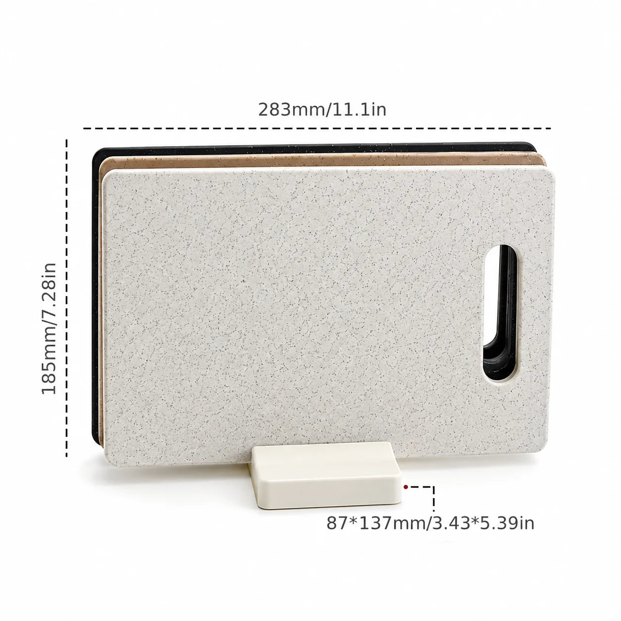 Cutting Board Set Double-Sided Marble Effect Space-Saving Holder