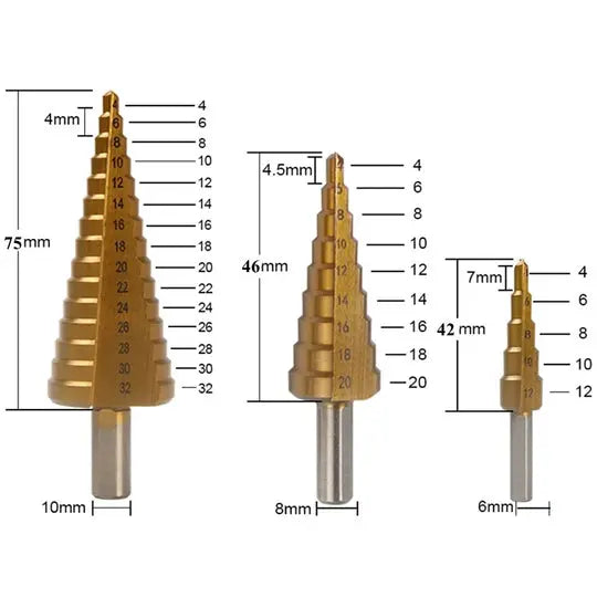 Drill Bit Set Titanium-Coated & Precision-Ground 6-Piece