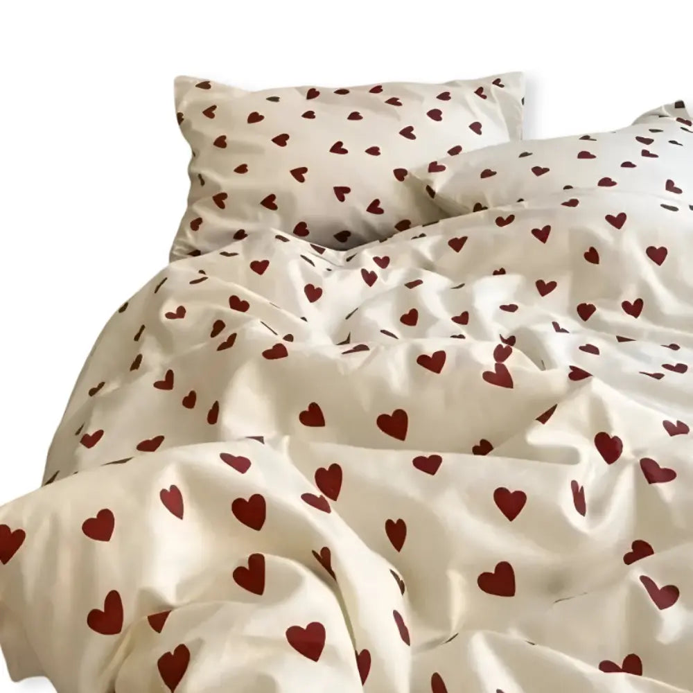 Duvet Cover Set Breathable Polyester Heart Pattern
