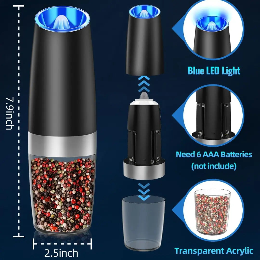 Electric Salt & Pepper Mills Gravity Activated USB Rechargeable