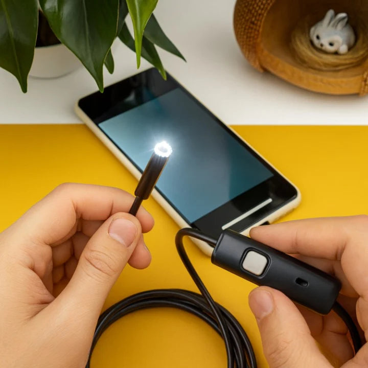 Endoscope Camera Waterproof Adjustable LED 32.8 Ft Flexible Cable