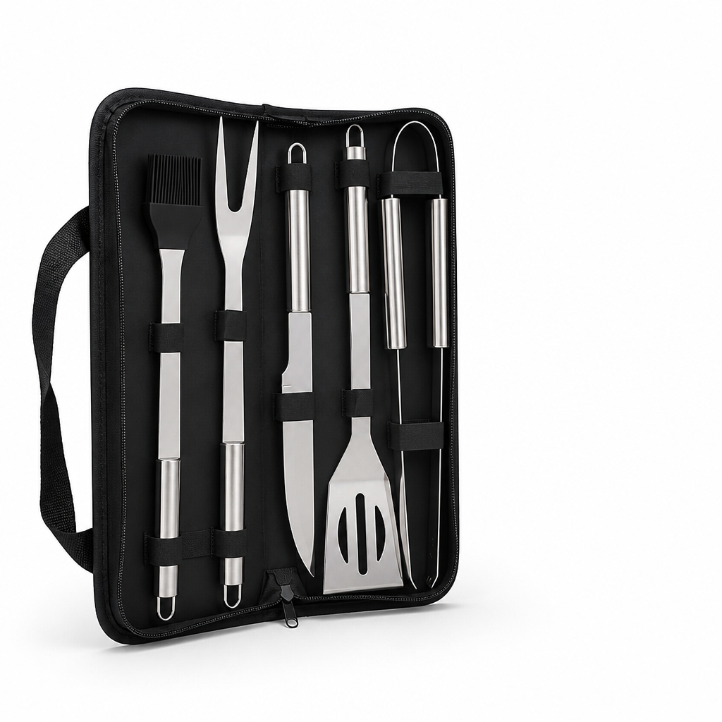 Extended Anti-Slip Stainless Steel Grill Utensil Set (Carrying Bag)