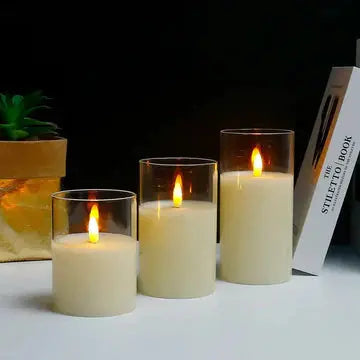 Flameless Candles Realistic Flame Remote Control Set of Three