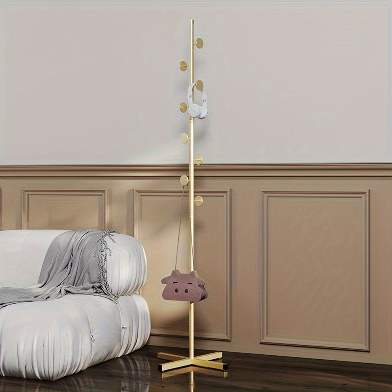 Freestanding Coat Rack Powder-Coated Metal Multiple Hooks