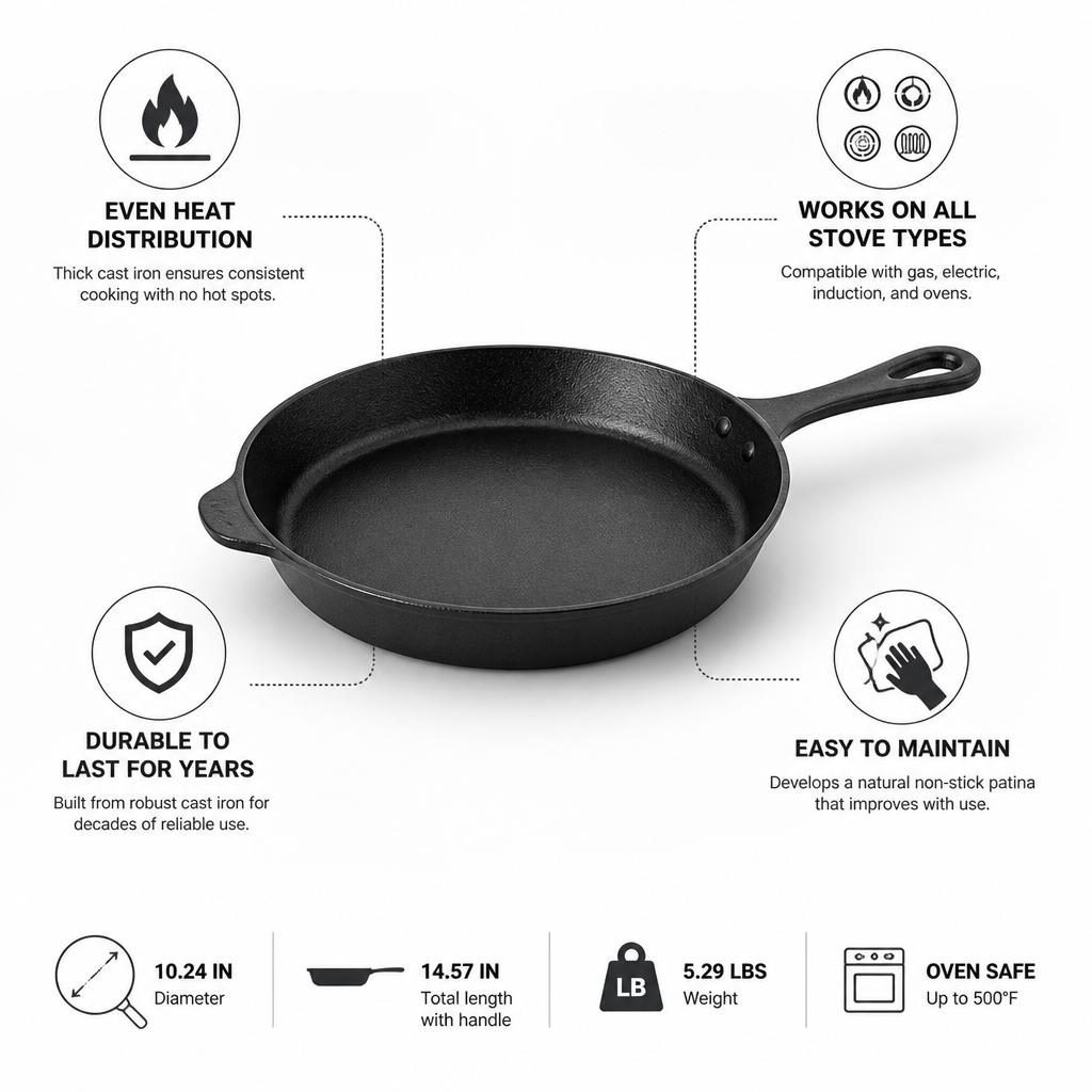 Frying Pan Cast Iron Induction & Oven Safe