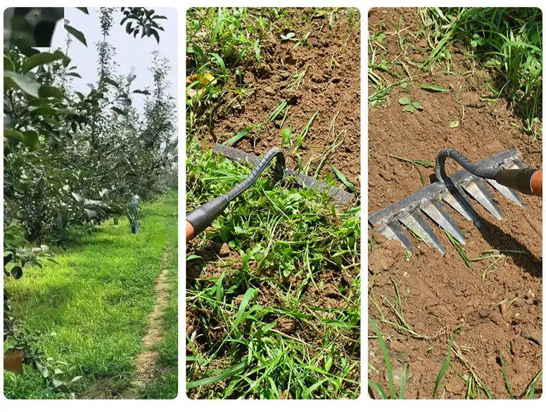 Garden Hoe Carbon Steel Tines & Wooden Handle
