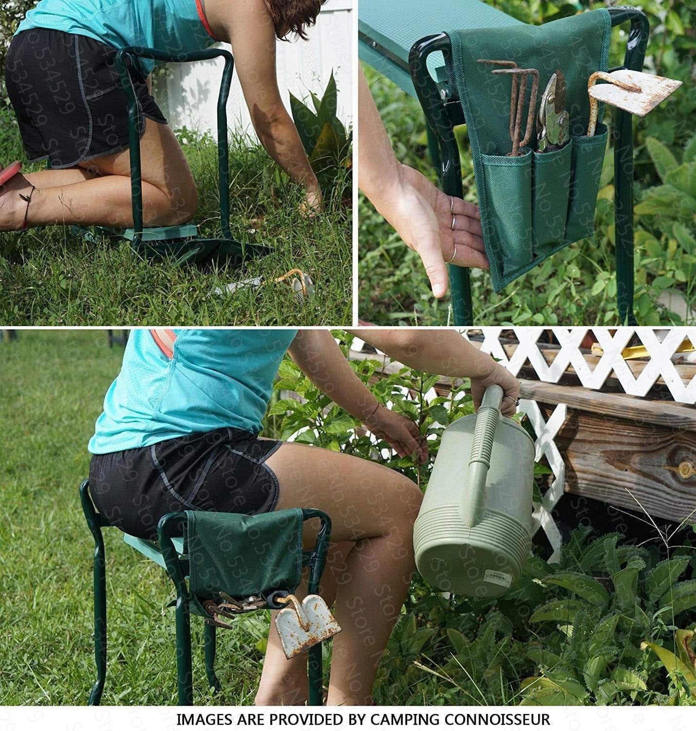 Garden Kneeler Foldable Ergonomic Handles Waterproof Cushion
