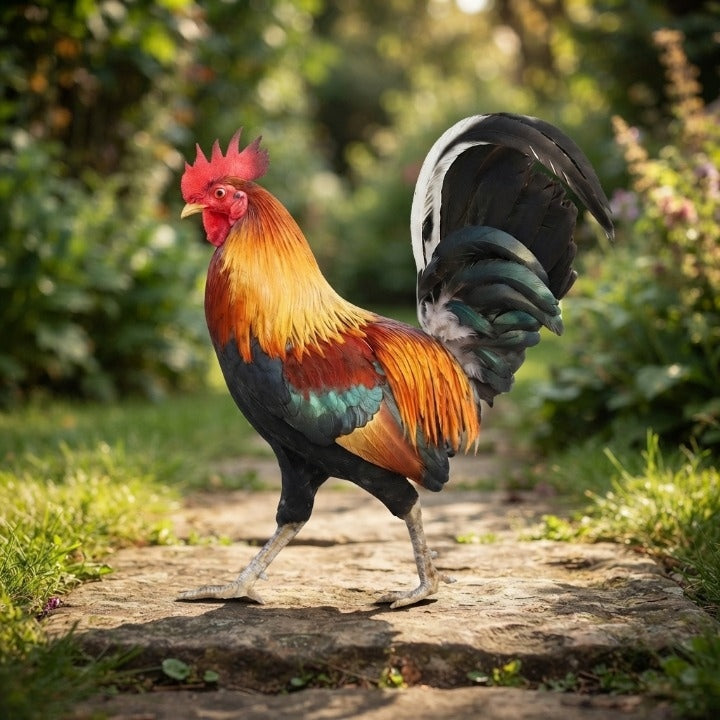 Garden Rooster Ornament Weather-Resistant Acrylic Two Sizes