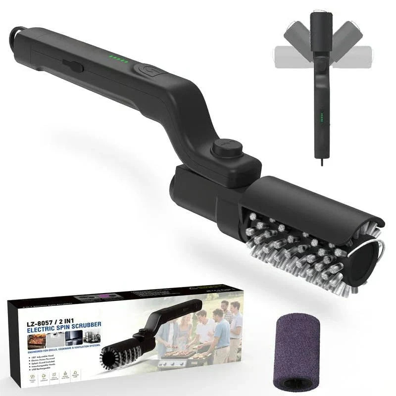 Grill Brush Motorized Rotating USB Rechargeable & Interchangeable Heads