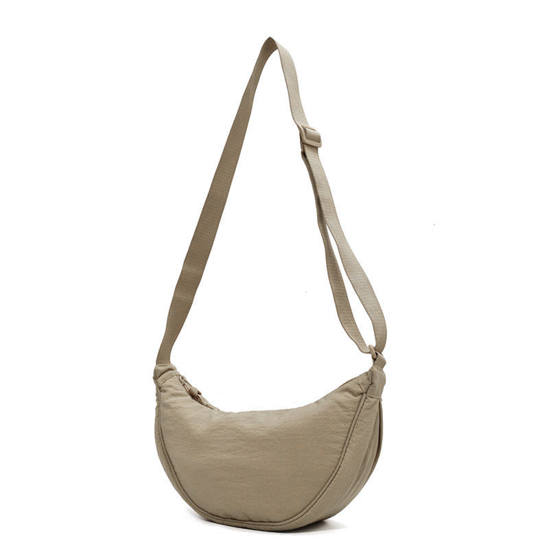 Half-Moon Crossbody Bag Adjustable Strap Multiple Compartments