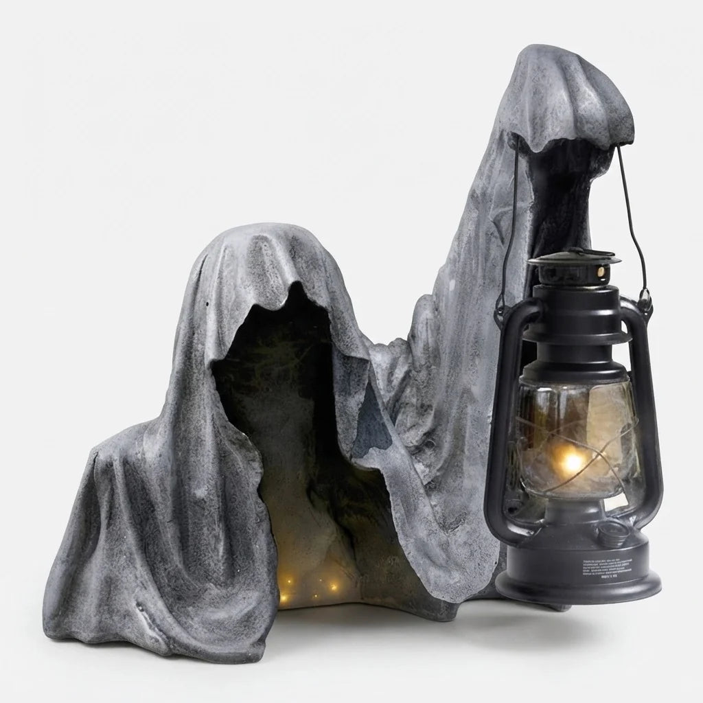 Halloween Ghost Figure Flickering LED Weather-Resistant Resin
