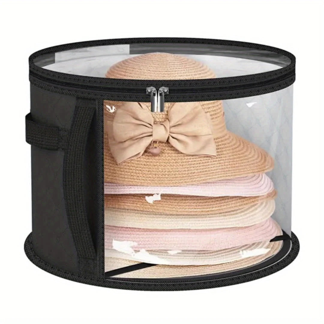 Hat Box Extra-Large Wide-Brim Transparent Window & Double Zipper