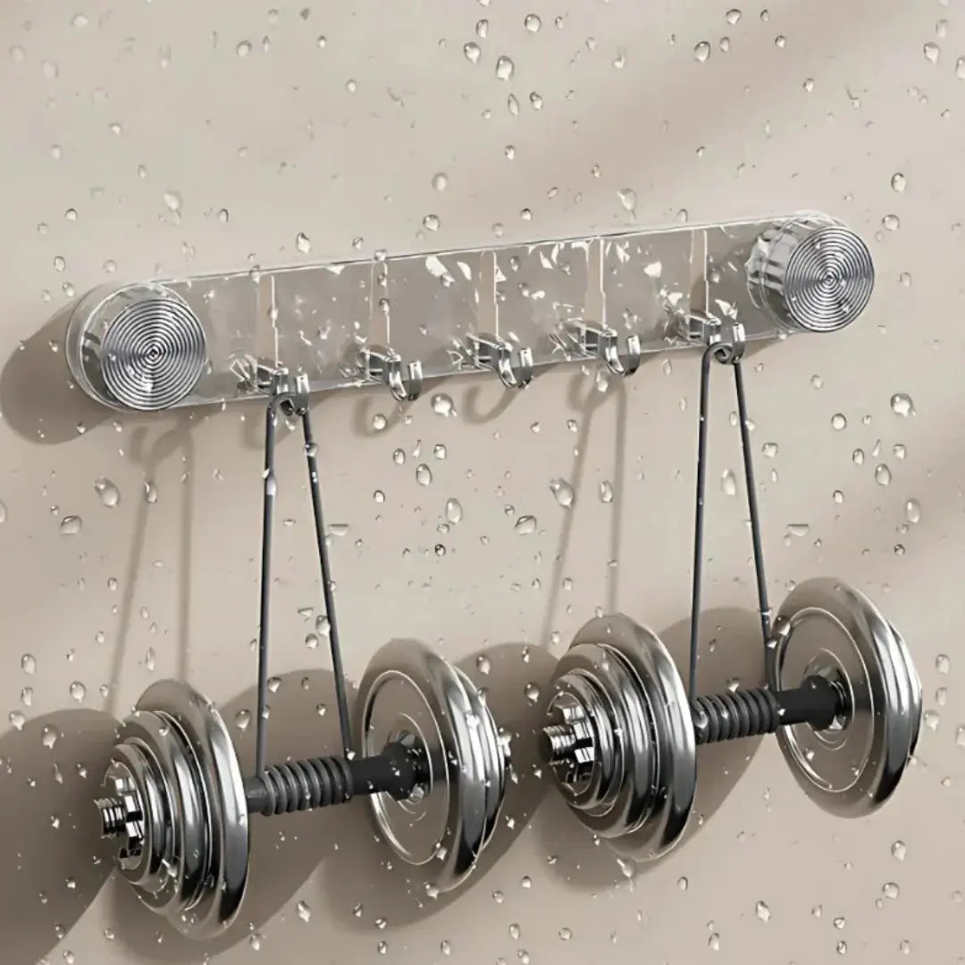 Hook Rail Drill-Free Suction Mount 5 Hooks & Reusable