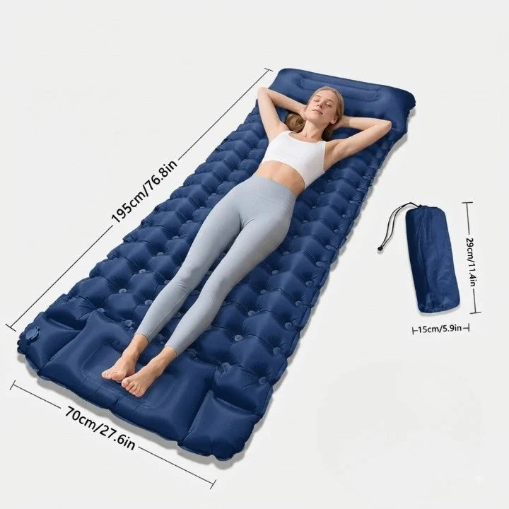 Inflatable Camping Mat 10 Cm Built-In Pillow & Pump