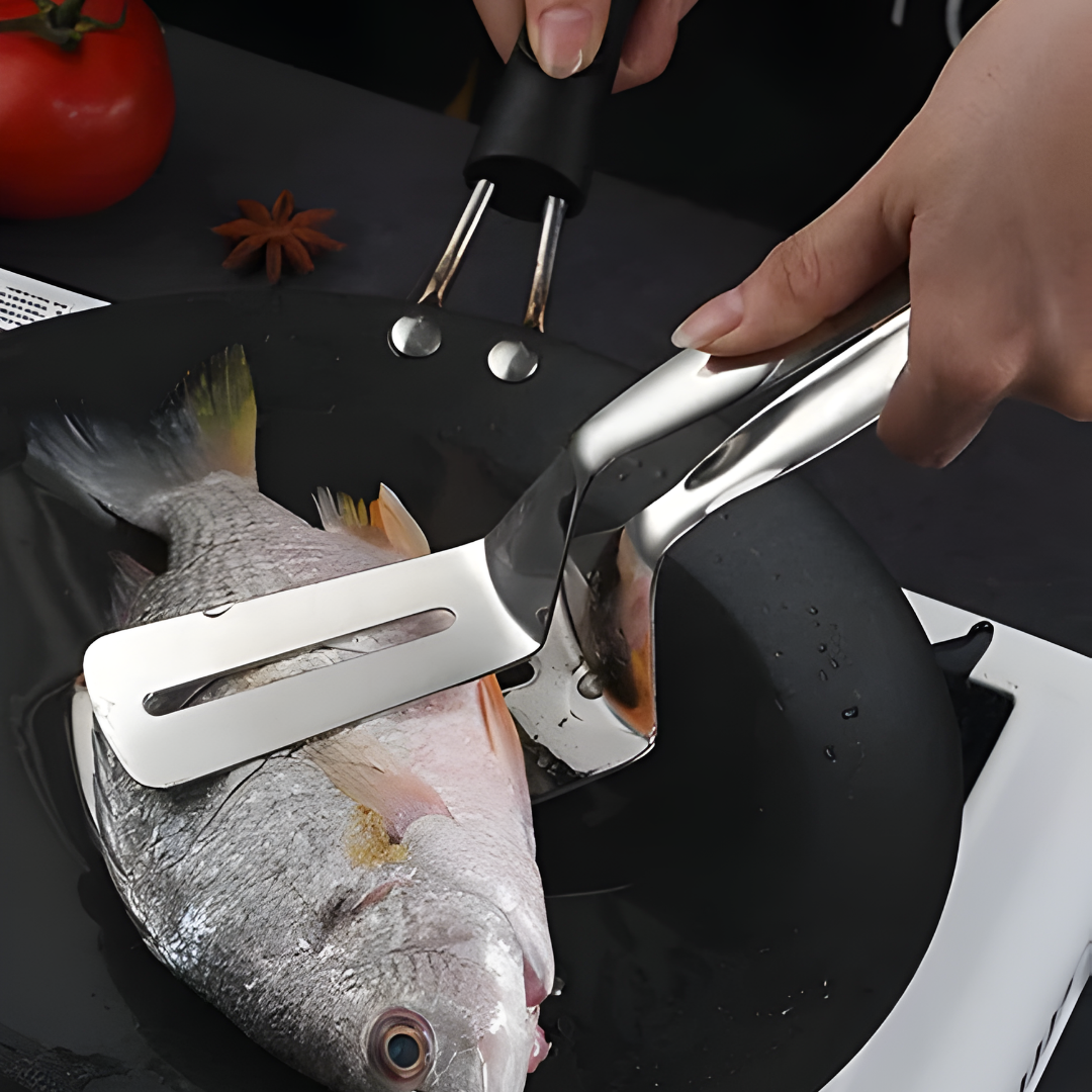 Kitchen Tongs 2-in-1 Turner & Clamp Stainless Steel