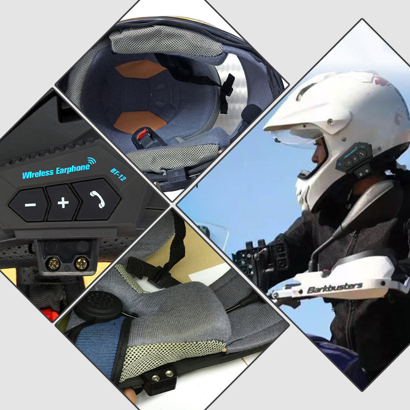 Motorcycle Bluetooth Headset Noise-Canceling Mic & 32-Hour Battery