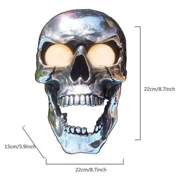 Motorcycle Headlight Skull Design Glowing LED Chrome Finish