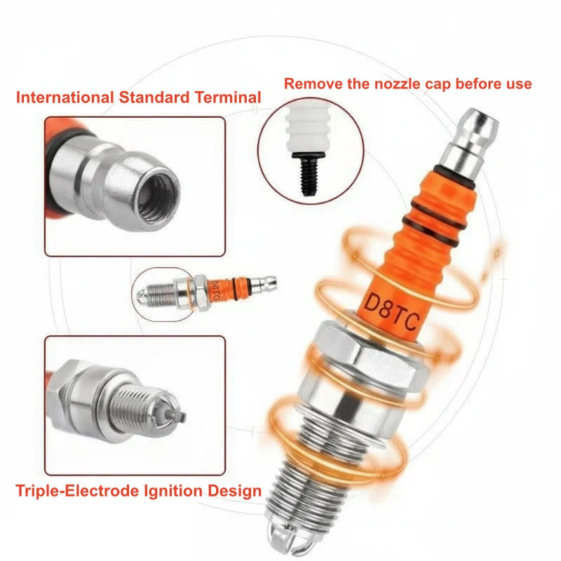 Motorcycle & Scooter Spark Plug Triple-Electrode Ceramic Nickel Fuel-Efficient