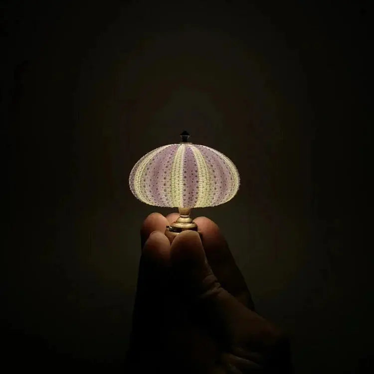 Night Lamp Sea Urchin Shell Gold Base