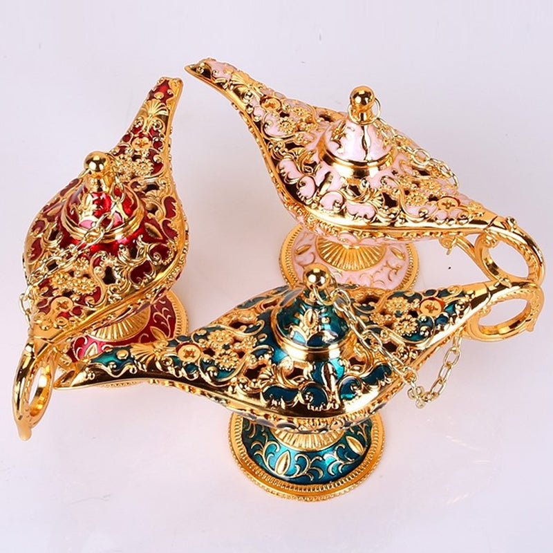 Ornamental Genie Lamp 3D Embossed Zinc Alloy Removable Lid