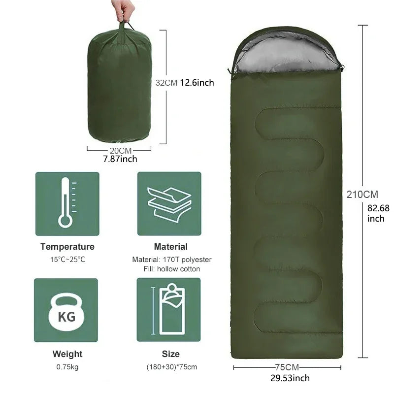 Outdoor Sleeping Bag 4-Season Ultralight & Compact Waterproof Polyester