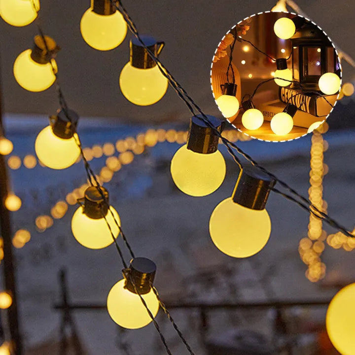 Outdoor String Lights Solar Dusk-to-Dawn IP65 Waterproof