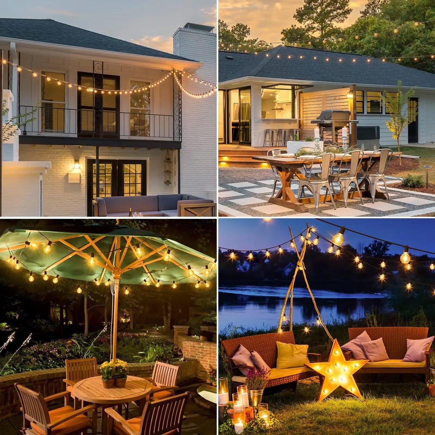 Outdoor String Lights Warm White LED Weatherproof