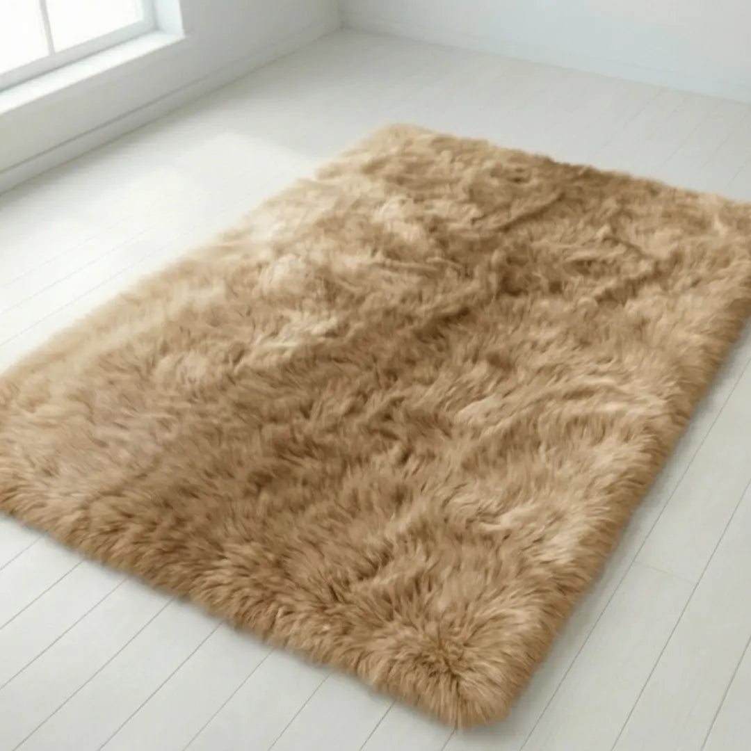 Plush Faux Fur Rug 1.57-Inch Pile Non-Slip Felt Backing