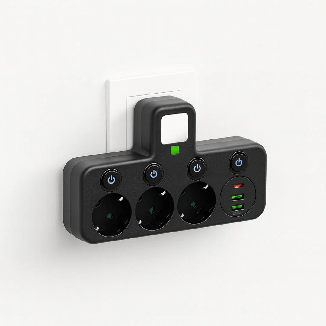Power Strip Surge Protected 3 Schuko USB-C & USB-A