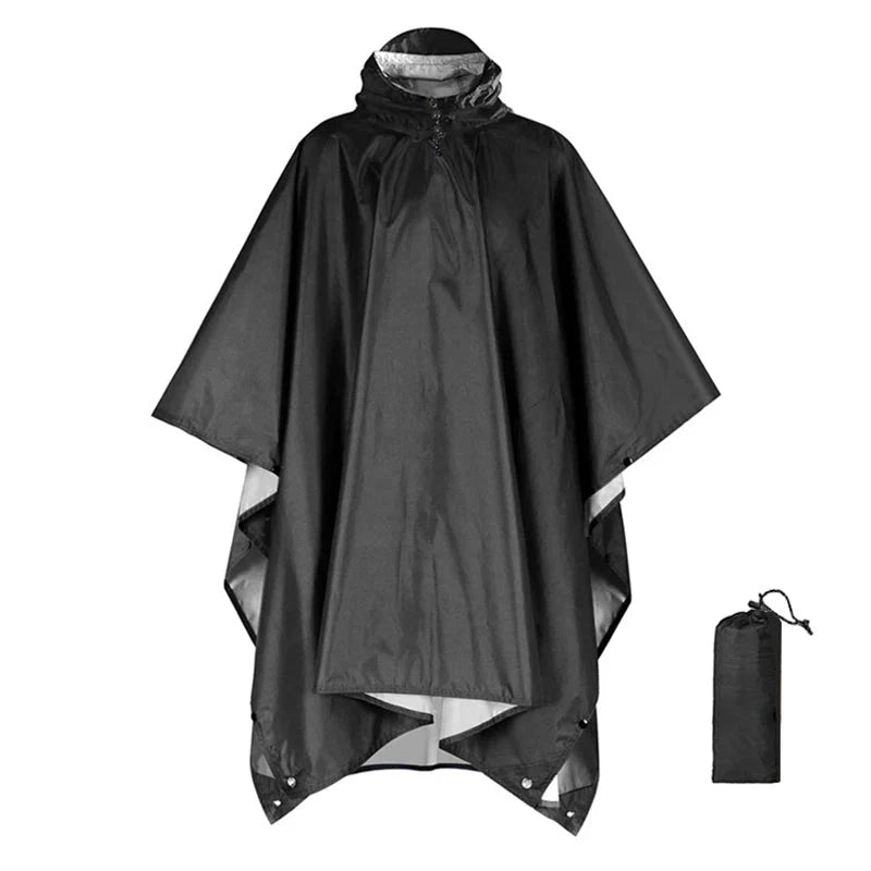 Rain Poncho 3-in-1 Waterproof & Windproof Ripstop Nylon