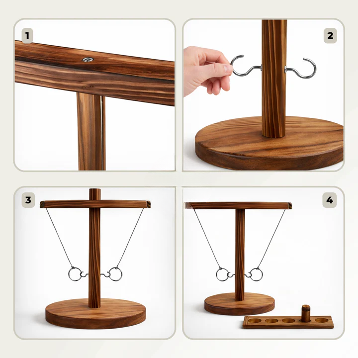 Ring Toss Game Solid Wood Tool-Free Setup