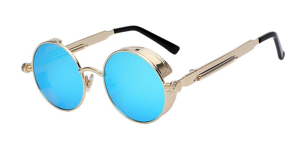 Round Sunglasses Steampunk Metal Side Shields UV400